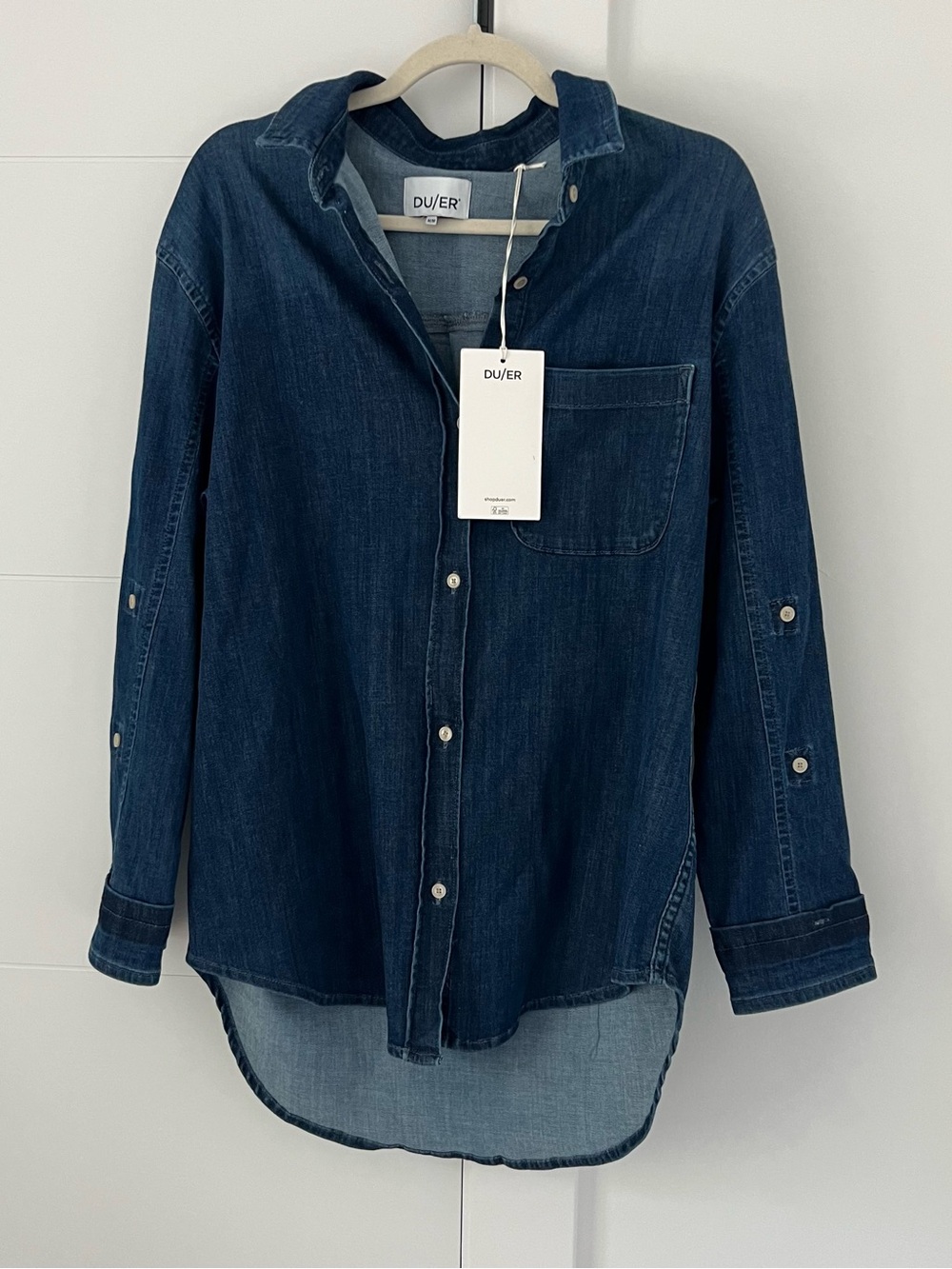 BNWT DU/ER Dark Blue Denim Button-Down Shirt - Picture 2 of 5